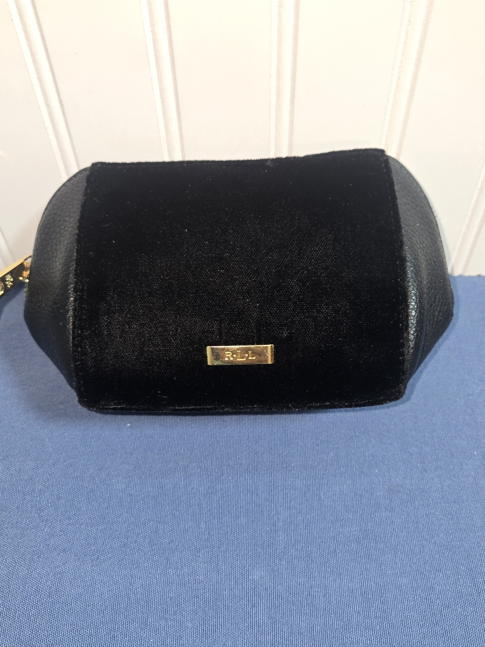 Lauren Ralph Lauren Black Velvet Cosmetic Case with Gold Hardware